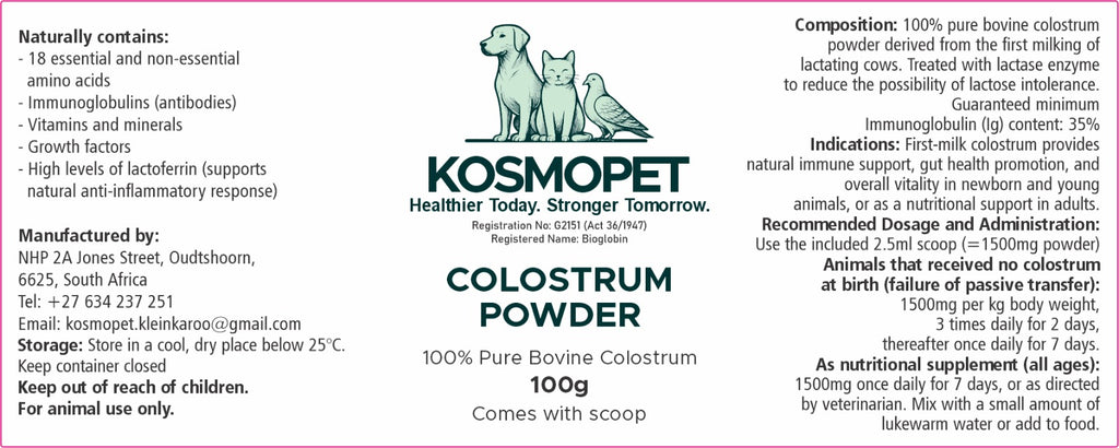 Pet Colostrum Powder – 100g